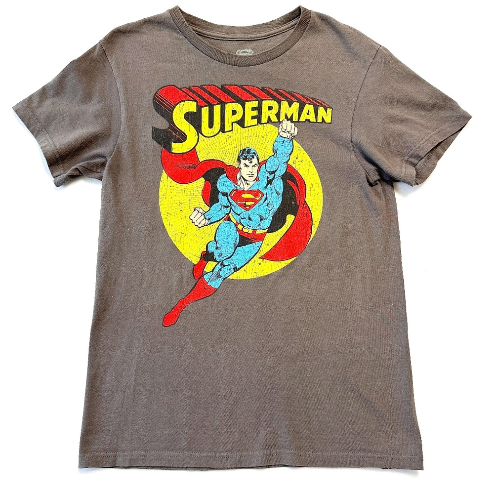 Superman DC Comics Graphic T Shirt Mens Small Distressed Logo Short Sleeve